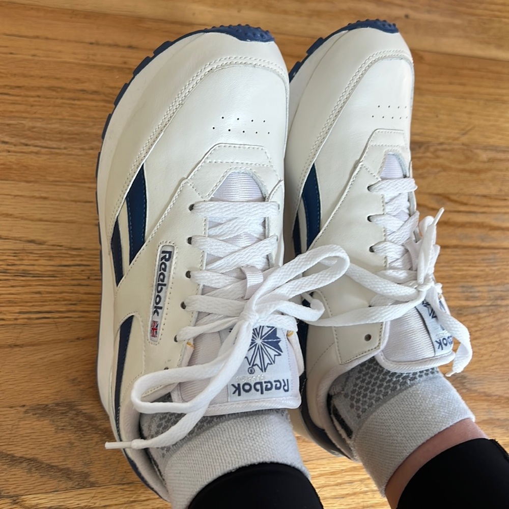 Blue and white Reebok’s